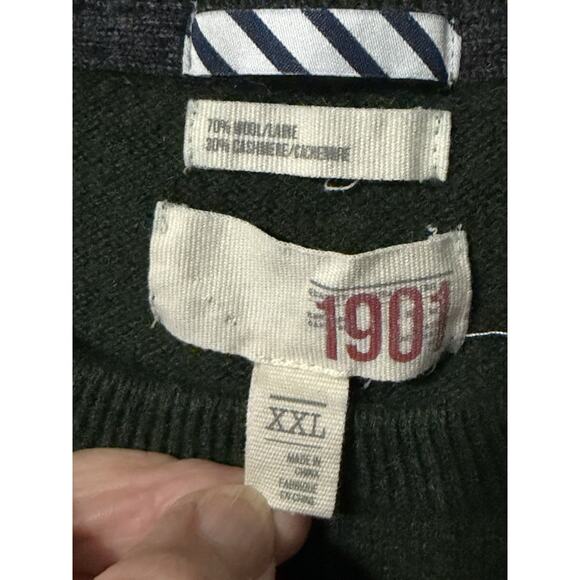 1901 Men's XXL Wool & Cashmere Sweater Pullover Long Sleeves Dark Green - Picture 6 of 7